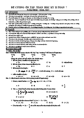 Đề cương ôn tập học kỳ 2 môn Toán 7 - Năm học 2016-2017